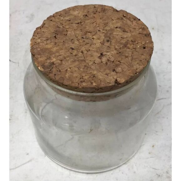 Modern Wide Mouth Medium Size Corked Clear Glass Canister - Bathroom Salt Jar - - Picture 2 of 4